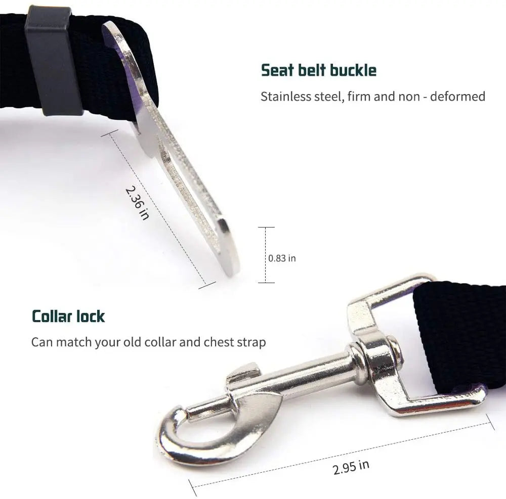 Adjustable Pet Car Seat Belt – Safety Harness for Dogs & Cats