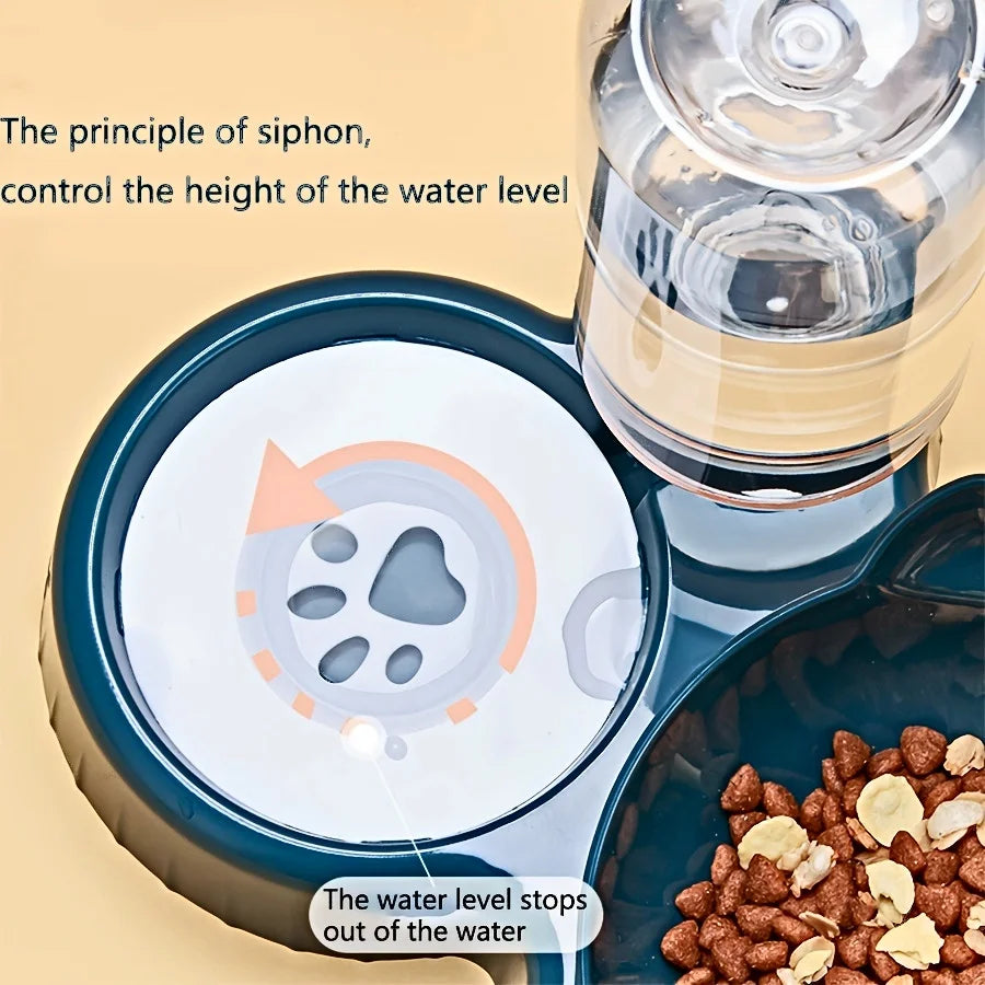 3-in-1 Cat Food and Water Bowl Set with Gravity Feeder