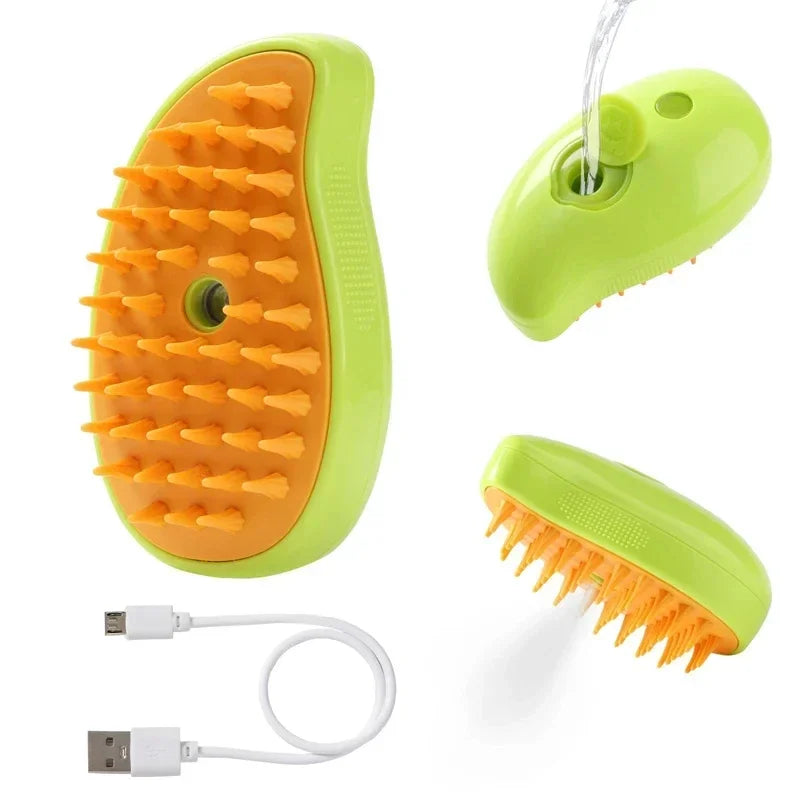 3-in-1 Steam Pet Brush – Massage, Grooming and Hair Removal for Cats & Dogs