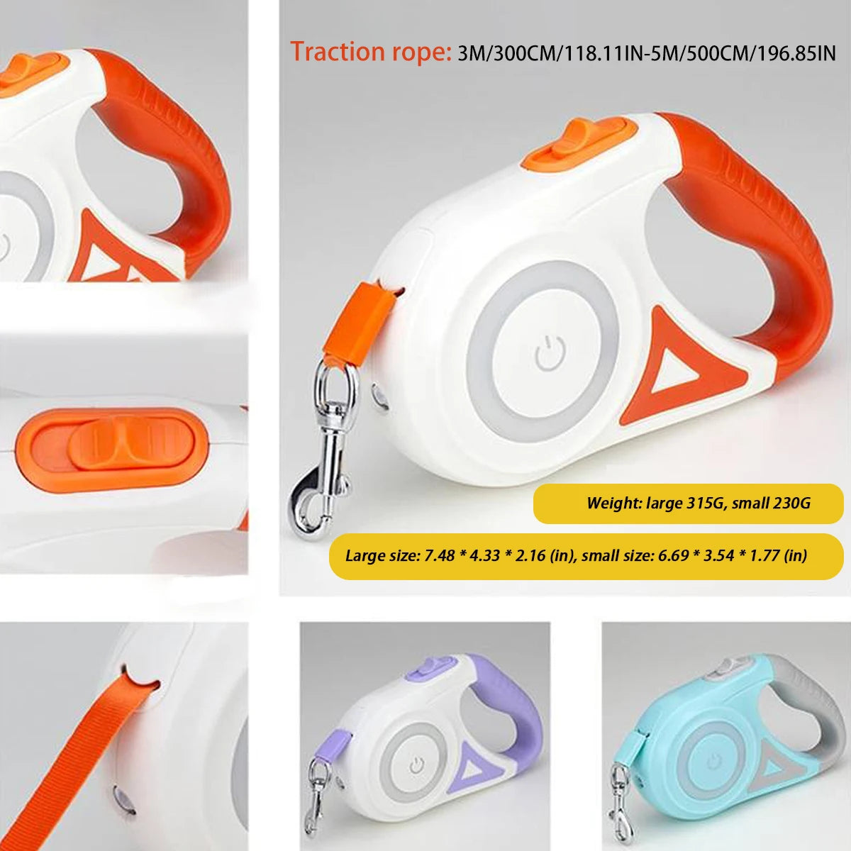 Fully Automatic Retractable Dog Leash with LED Lighting
