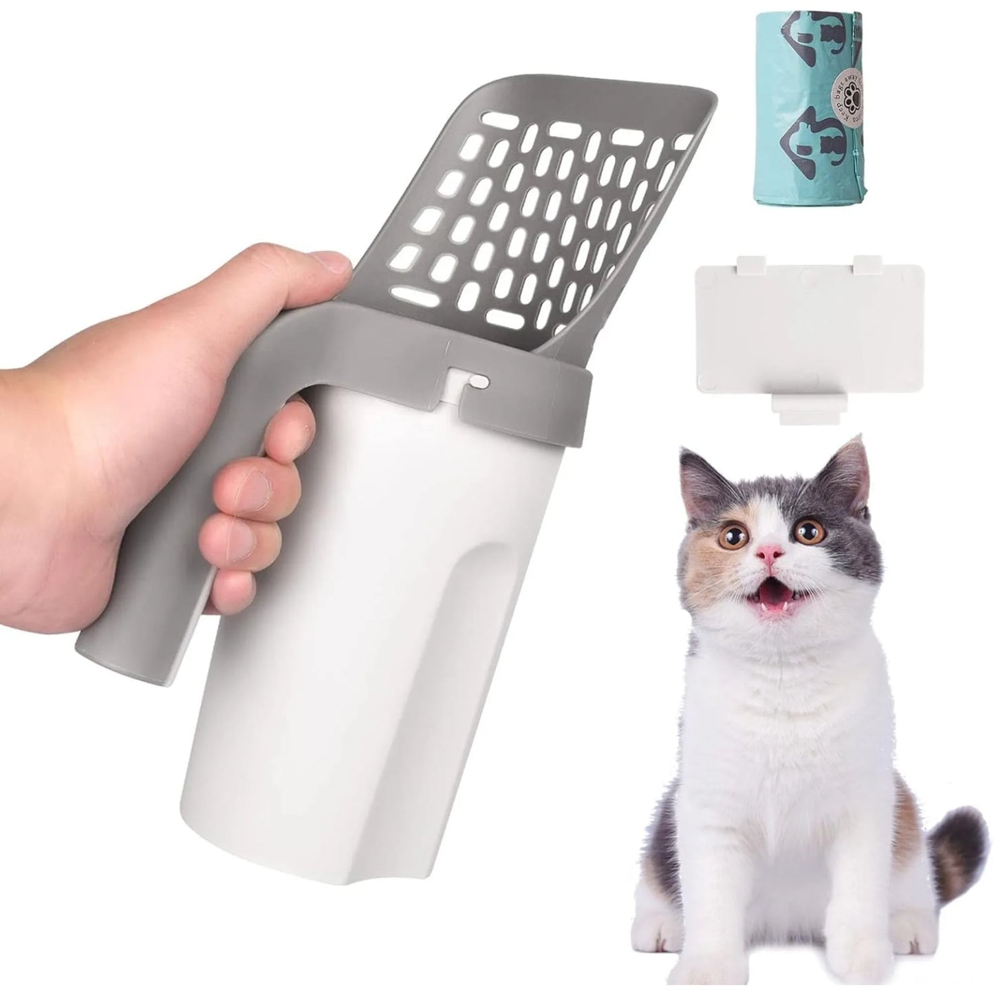 Cat Litter Scoop Shovel with Refill Bag Holder