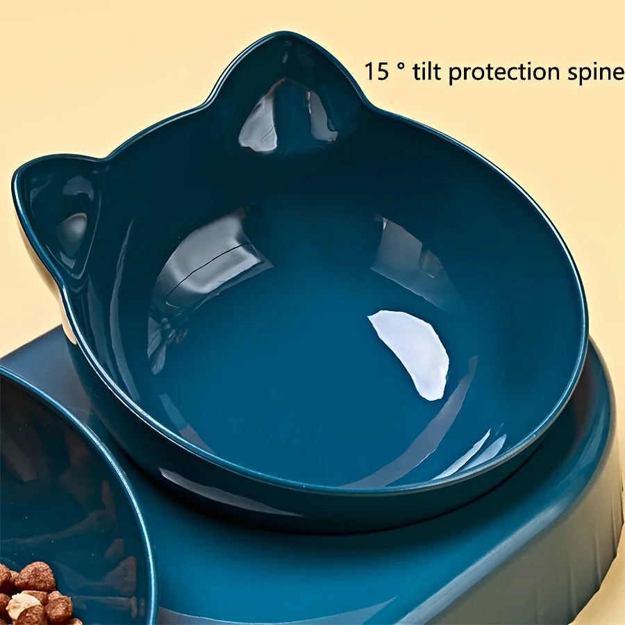 3-in-1 Cat Food and Water Bowl Set with Gravity Feeder