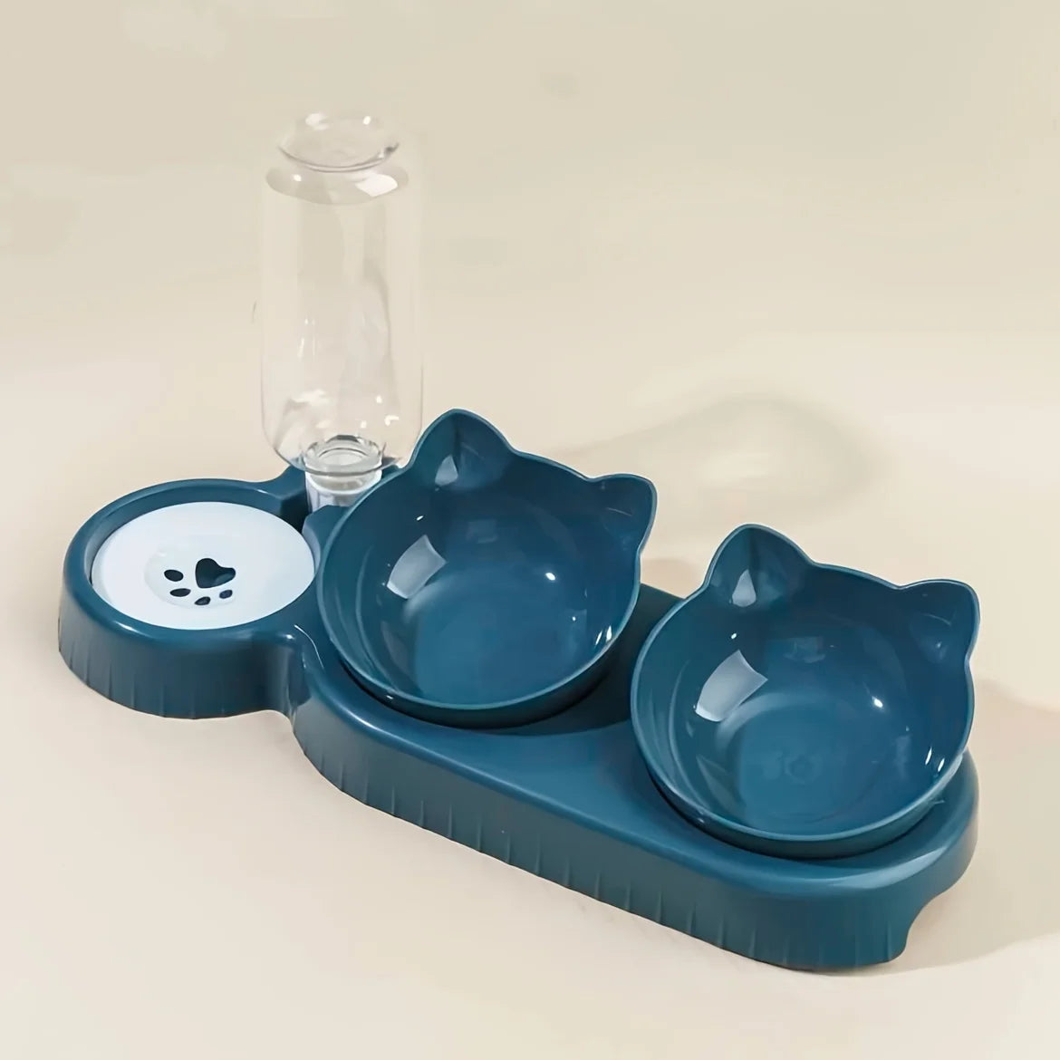 3-in-1 Cat Food and Water Bowl Set with Gravity Feeder