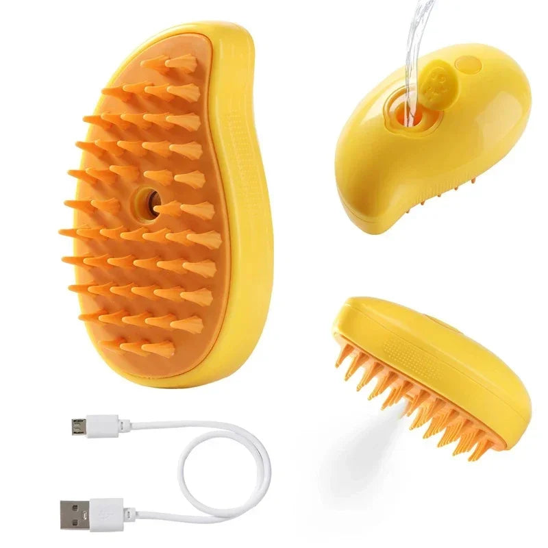 3-in-1 Steam Pet Brush – Massage, Grooming and Hair Removal for Cats & Dogs